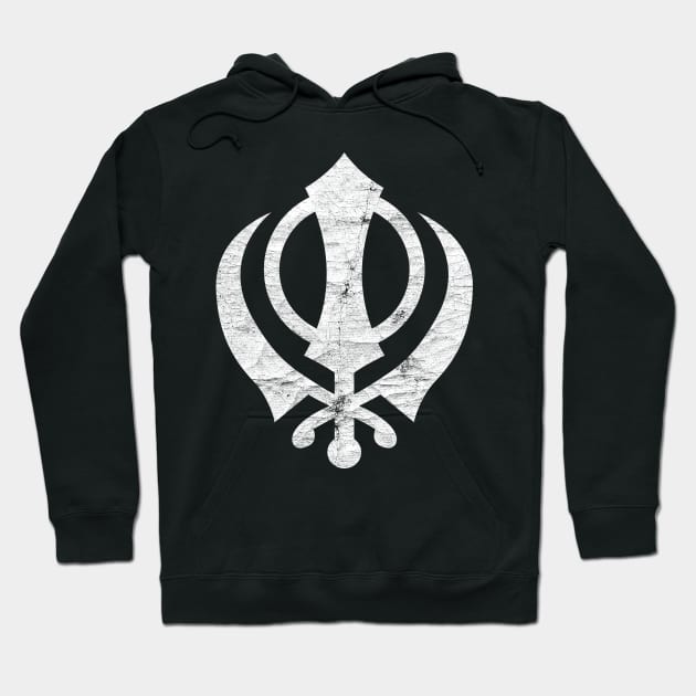 Khanda (Sikh symbol) -  Vintage Faded Style Design Hoodie by DankFutura
